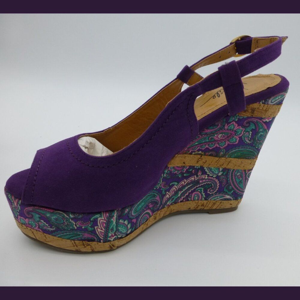 NIB - Very Volatile Hendrix Wedge Corkscrew-Blend Slingback Sandals - Picture 10 of 12